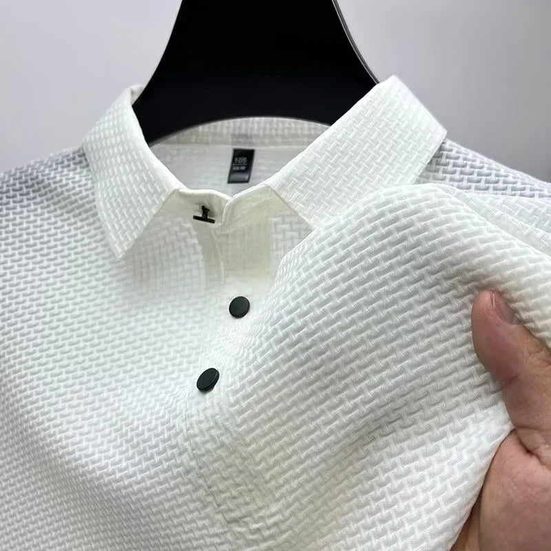 "Polo Shirt with Hollow and Ice Silk"